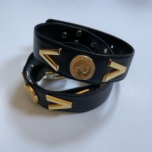 Vintage Escada Black and Gold Coin V Belt 42 377/900